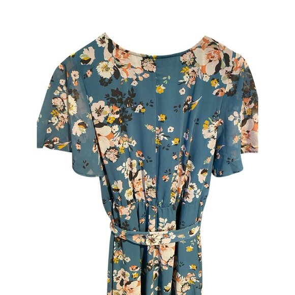 TORRID BLUE FLORAL FAUX WRAP DRESS SZ 2X PRETTY FEMININE FLOWY - Picture 5 of 6